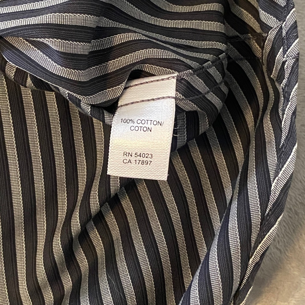 Banana Republic Shirt Sz L Black Gray Diagonal Stripe Button Up VTG Y2K ‎ Office - Picture 6 of 11